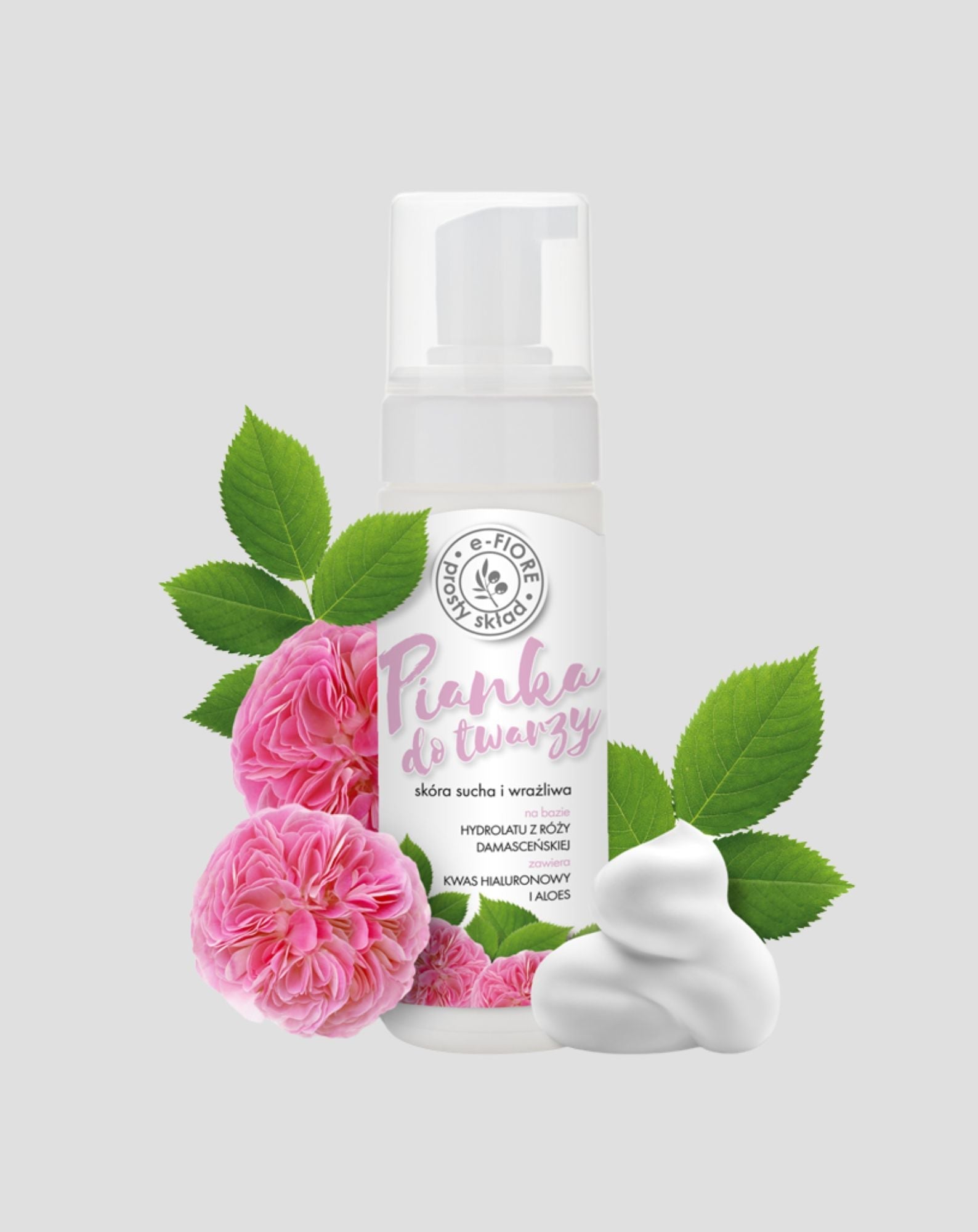 Rejuvenating facial cleansing foam with E-Fiore Damask Rose