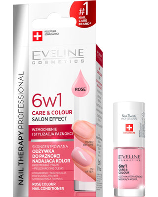 6-in-1 Colour-Enhancing Nail Conditioner, Rose Eveline