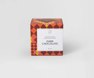 Mys Belgian chocolate scented soy candle in a ceramic pot