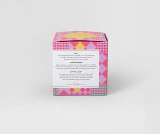 Mys vanilla and cotton candy scented soy candle in a ceramic pot
