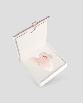 Rose Quartz Gua Sha Facial Massage Stone, Reducing Swelling and Firming Fluff