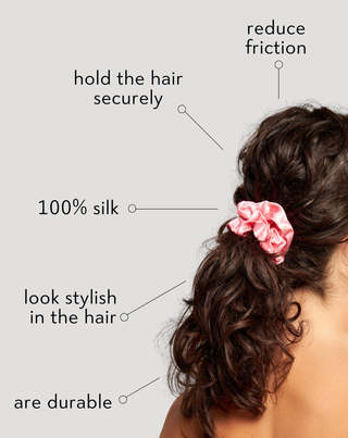 Set of 100% natural silk hair elastics - green, cream, black Twisty 3 pcs. - 3