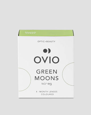 Green zero power monthly coloured contact lenses with silver stripes Green Moons No. 3 Ovio - 1
