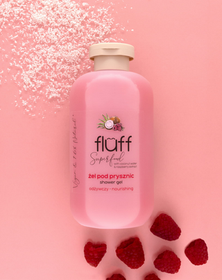 Shower Gel with Coconut and Raspberry Scent, Regenerating and Softening Fluff