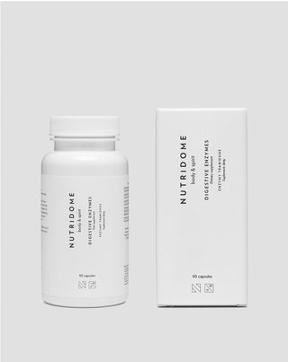 Enzymy trawienne bromelaina, laktaza, alpha-amylaza, lipaza suplement diety Nutridome_2