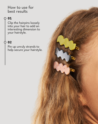 Set of wavy hair clips - marbled, blue, red Twisty 3 pcs. - 4