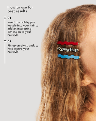 Set of wavy hair pins green, black, pink Twisty 3 pcs. - 3