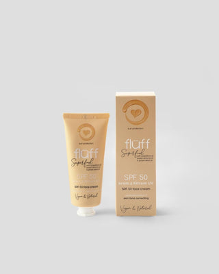 Facial Cream with SPF 50 Sunscreen, Evening Out Skin Tone Fluff