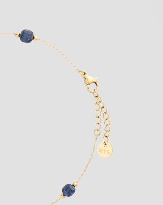 Gold plated stainless steel ankle bracelet with lapis lazuli Mys_2