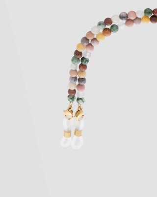 Eyeglass chain with natural stones agate, maifan, jasper, jade and aventurine Mys_2