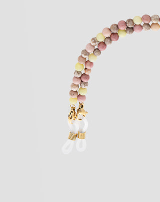 Natural stone eyeglass chain pink and lemon jade Mys_2