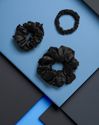 Set of black silk hair elastics from 100% natural silk Twisty 3 pcs. - 4