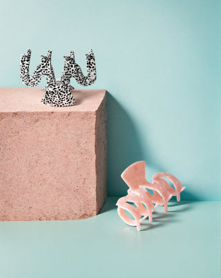 Set of large hair clips - pink and marbled Twisty 2 pcs - 6