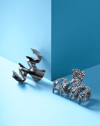 Set of large hair clips - marbled and black Twisty 2 pcs - 6