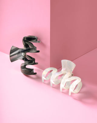 Set of large hair clips - pearl and black Twisty 2 pcs - 6