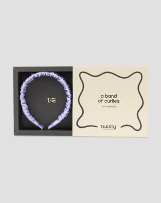 Jedwabna opaska do włosów z 100% naturalnego jedwabiu liliowa Twisty_3 - 4