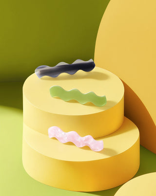 Set of wavy hair clips - green, black, pink Twisty 3 pcs. - 5