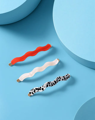 Set of wavy hair pins red, marbled, pearl Twisty 3 pcs. - 4