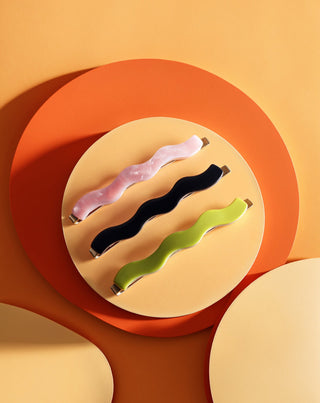 Set of wavy hair pins green, black, pink Twisty 3 pcs. - 5