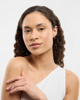 Set of gold-plated earrings with white jade in stainless steel Mys_3 - 5