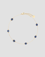 Gold plated stainless steel ankle bracelet with lapis lazuli Mys_3