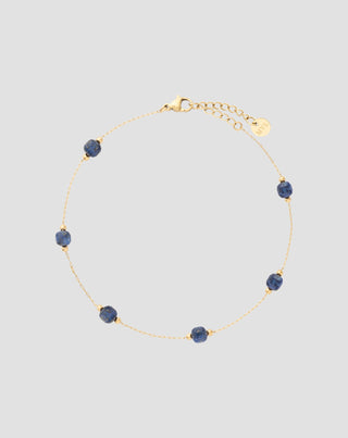 Gold plated stainless steel ankle bracelet with lapis lazuli Mys_3