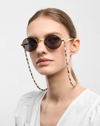 Gold-plated eyeglass chain with agate, maifan, jasper and aventurine Mys_2