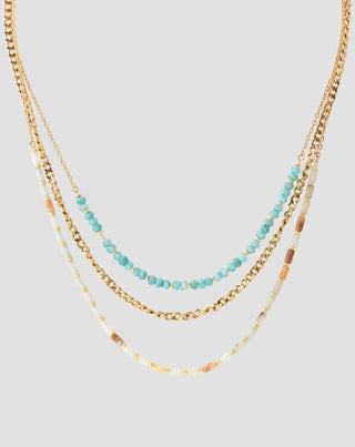 Gold-plated stainless steel necklace with African turquoise and amazonite Mys_3 - 5