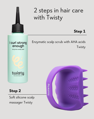 Silicone massager set + enzymatic scrub for cleansing and stimulating scalp microcirculation — Twisty - 3