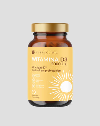 Naturalna Witamina D3 z Alg z naturalnym prebiotykiem i kurkumą Nutri Clinic 90 kapsułek