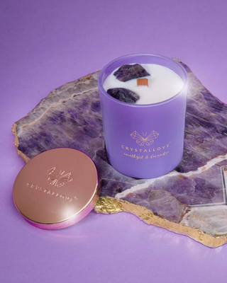 Soy Candle with Amethyst and Lavender in Glass Container Crystallove - 4