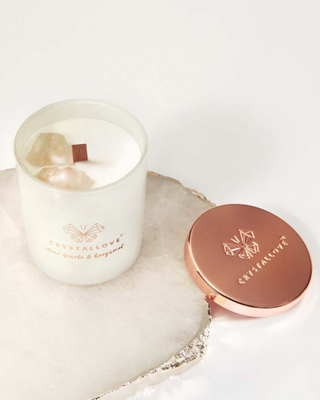 Soy Candle with Mountain Crystal and Bergamot in Glass Container Crystallove - 4