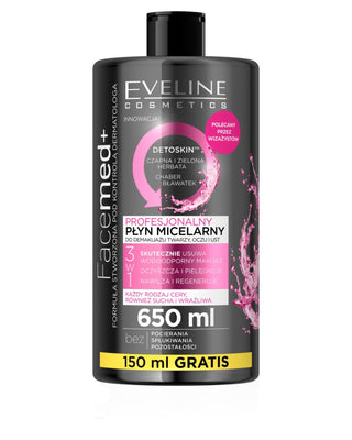 Professional 3-in-1 Micellar Water for Waterproof Makeup Removal Facemed Eveline - 1
