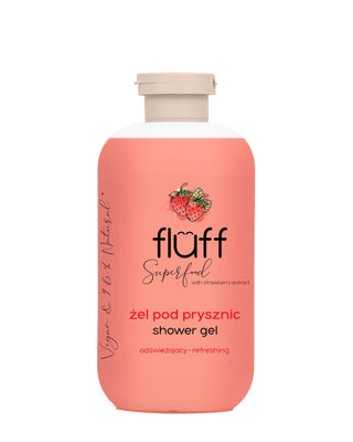 Shower Gel with Strawberry Scent, Nourishing and Gently Exfoliating Fluff