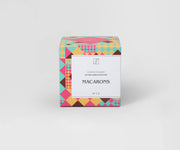 Mys French macarons scented soy candle in a ceramic pot
