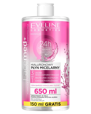 3-in-1 Micellar Water with Hyaluronic Acid for Waterproof Makeup Removal Facemed Eveline - 1