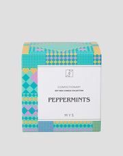 Mys peppermints scented soy candle in a ceramic pot