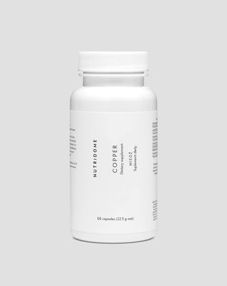 Copper capsules, supplement for immunity, hair pigmentation, and antioxidant protection, Nutridome 60 pcs.