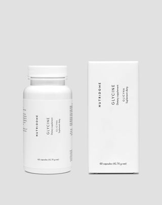 Glycine, supplement to support sleep quality and ease falling asleep, regeneration, and collagen production, 1000 mg/day, Nutridome 60 pcs.