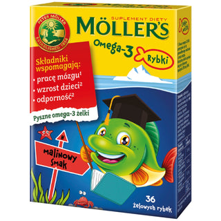 Dietary supplement with omega-3 fatty acids raspberry flavored fish Moller's 36 jelly beans - 1