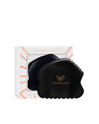 Facial Gua Sha Massage Plate with Obsidian Stone of Great Power Crystallove