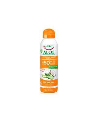 Equilibra aloe vera sun milk spray SPF 50+ with coconut and argan oil