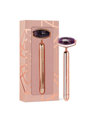 Rose Gold Crystallove Facial Massage Roller with Amethyst - 1
