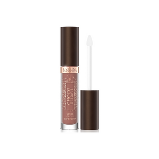 Eveline 01 Toffee Chocolate Ruby Chocolate liquid lipstick with glossy lips effect