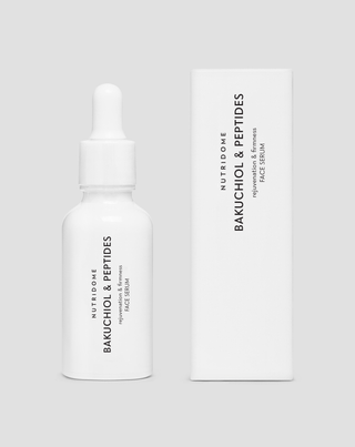 Bakuchiol and peptide serum for wrinkles and firmness, plant-based retinol alternative Nutridome