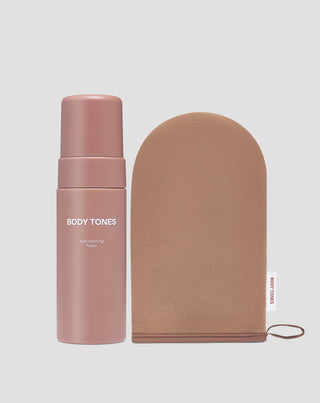 Body Tones Self-Tanning Foam for All Skin Tones + Application Mitt Set
