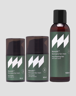 Set eye cream, face cream, and face wash gel for men – Monolit