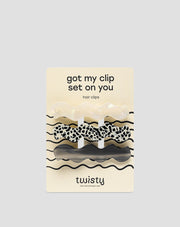 Set of wavy hair clips - marbled, pearl, black Twisty 3 pcs.