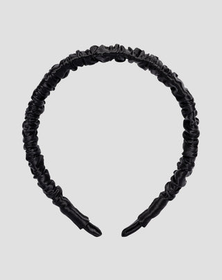 Silk hairband in 100% natural silk black Twisty