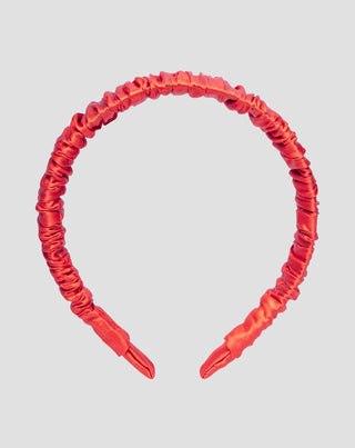 Silk hairband in 100% natural silk red Twisty